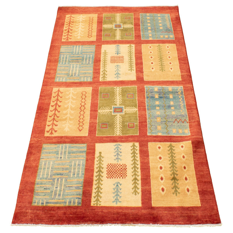 Tapis unique en laine noué à la main style uzbek Gazni des années 2010 de 3 pi 11 po x 6 pi 3 po cuivre foncé Quavis