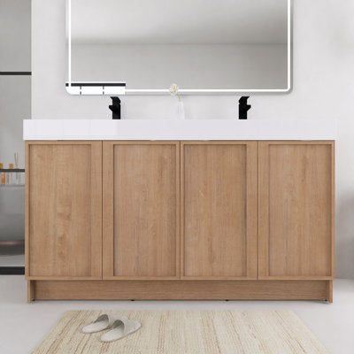 Meuble-lavabo autoportant 60 po avec lavabo en résine et portes réglables