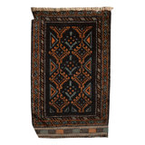 Hand-Knotted High-Quality Orange, Black, and Blue Area Rug