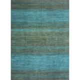 Hand Knotted Wool Area Rug in Aqua And Brown