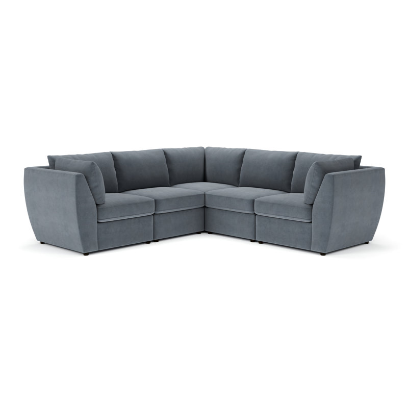 Caldwell 5-Piece Modular Upholstered Sectional, Bella Cornflower