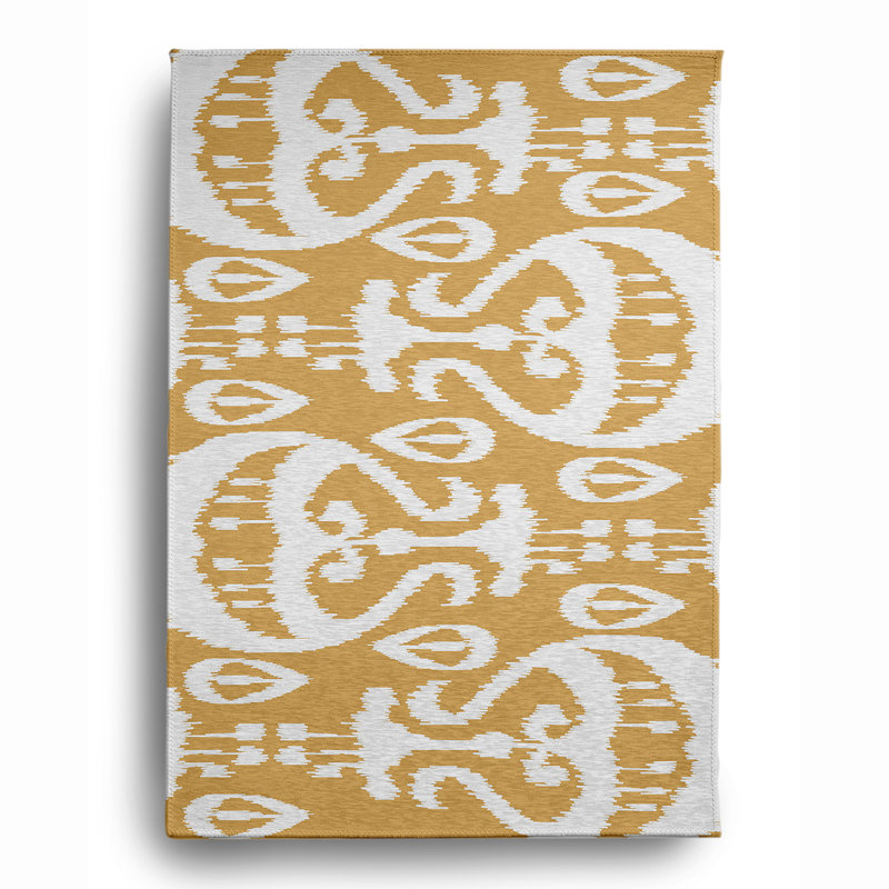 132_ Tapis en chenille doux ikat, Rectangle 4 pi x 6 pi