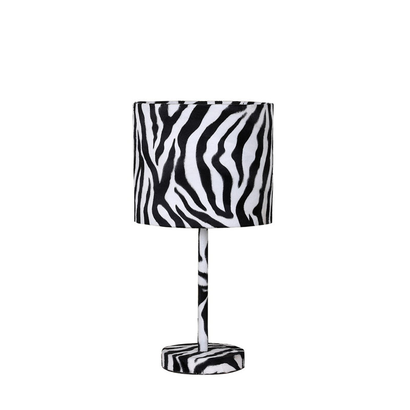 Lampe de table 19,25 po en faux suède et zèbre en métal