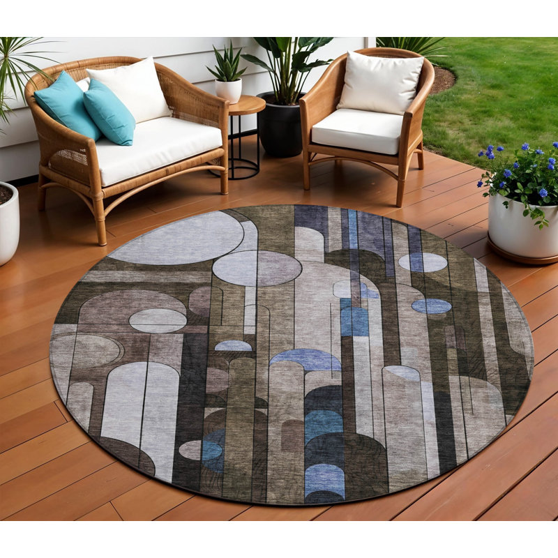 Tapis d'intérieur rond lavable 8 pi