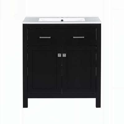 Modern Bathroom Vanity with Ceramic Sink and Versatile Storage Options