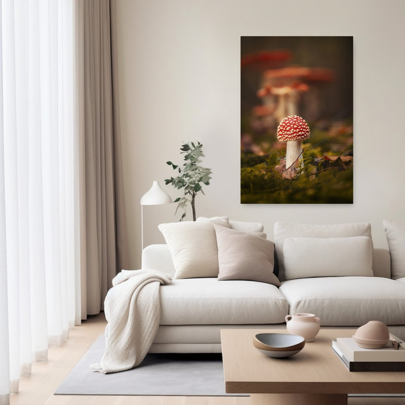 Enchanted Forest Mushroom Vibrant Abstract Contemporary Fly Moss Autumn Forest Wall Art Print, 152.4cm H x 101.6cm W