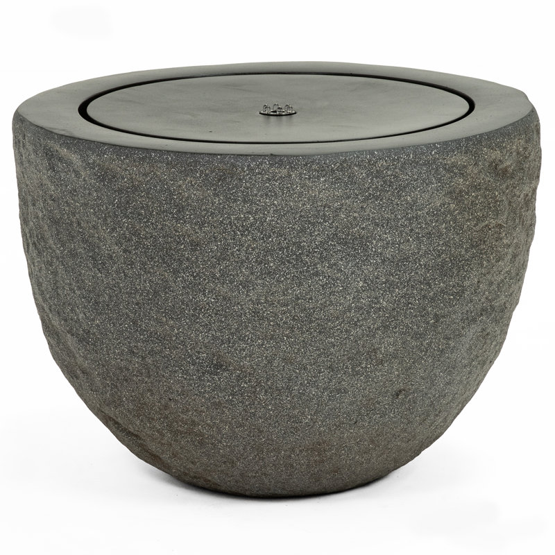 Oval Bowl Polystone LED Outdoor Bubble Fountain - Gray, Gray, 12.5" H x 18" W x 18" D