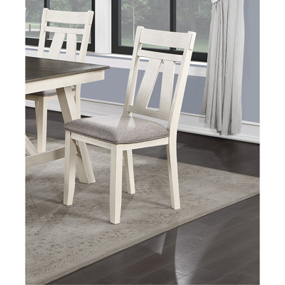Ensemble de 2 chaises de salle à manger avec coussins en tissu et lignes blanches