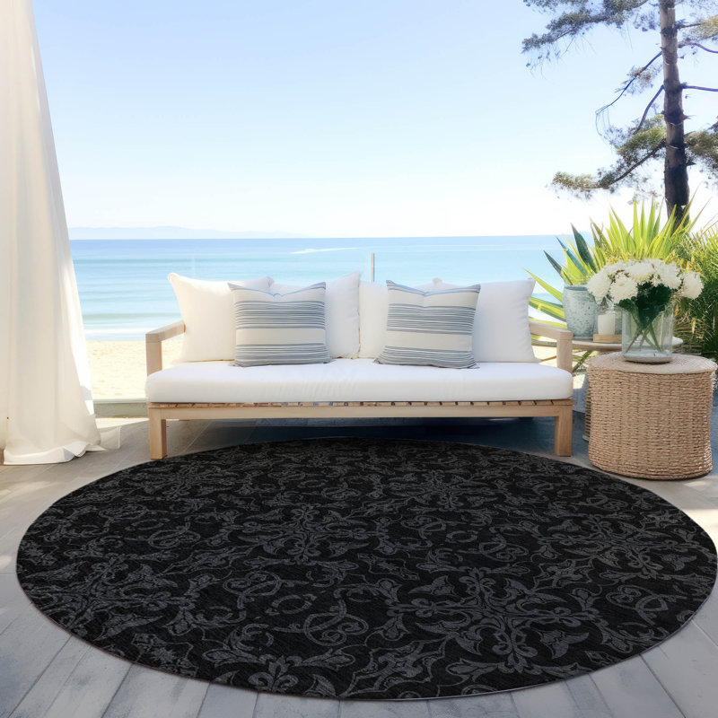Mahaney Washable Oriental Indoor / Outdoor Area Rug , Round 8'