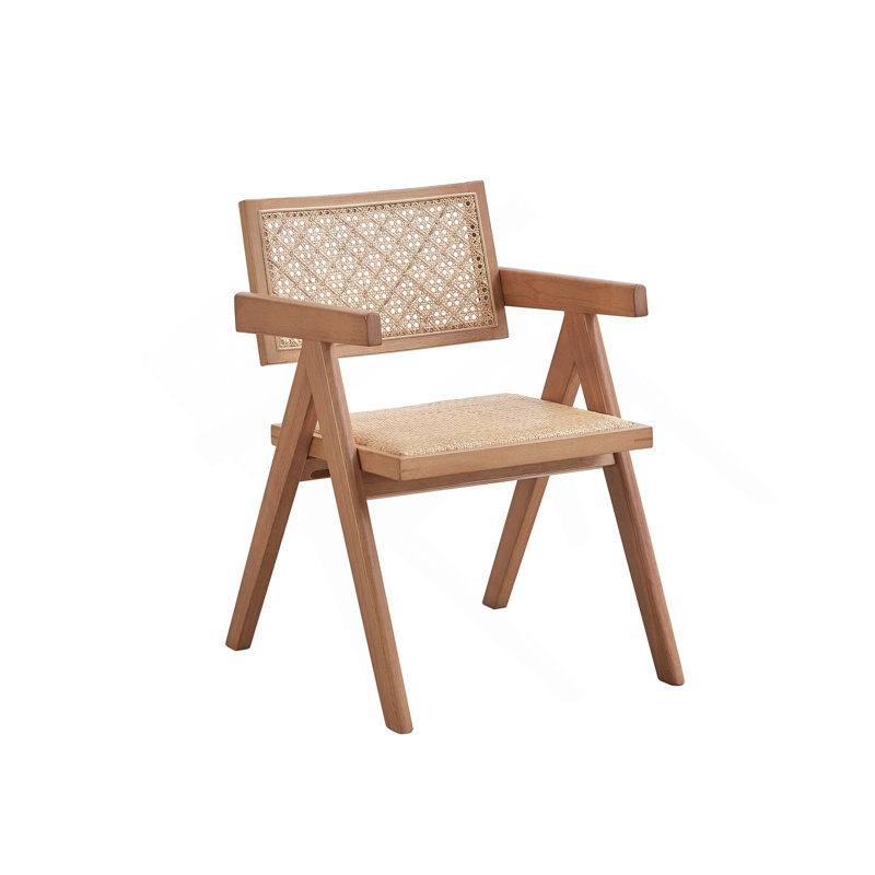 Chaise avec accoudoirs en rotin et finition naturelle Velentina (ensemble de 2)