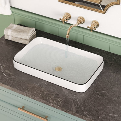 DeerValley Ally 19'' x 12'' Drop-In Bathroom Sink Semi-Recessed Vessel Sink Rectangular Above Counter Basin