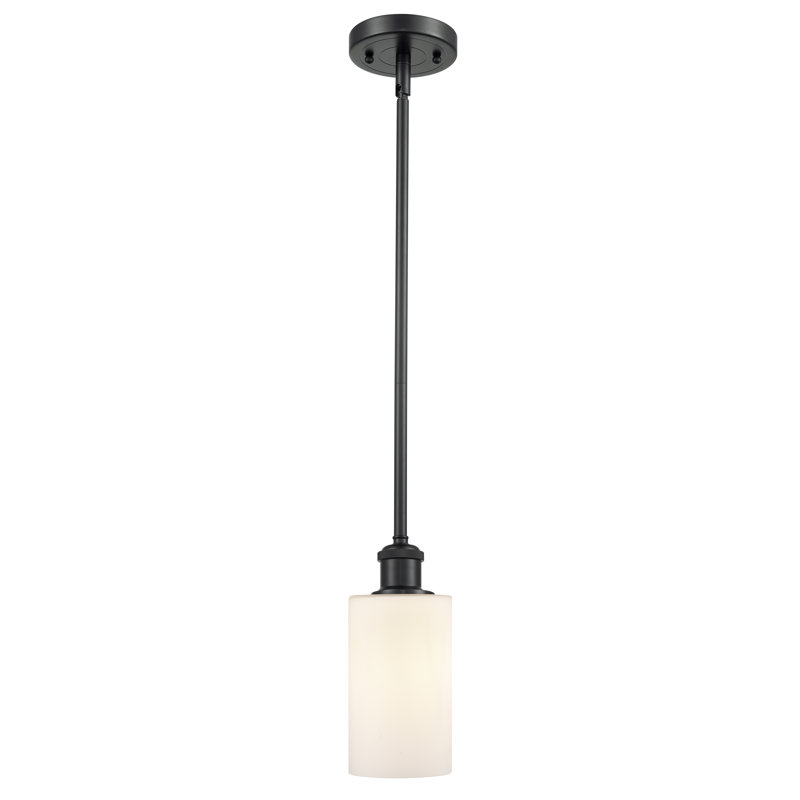 Luminaire suspendu cylindrique simple à 1 lumière Glessite, Blanc, Ampoule non incluse, Noir mat