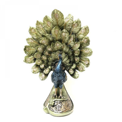 Peacock On A Pedestal Figurine