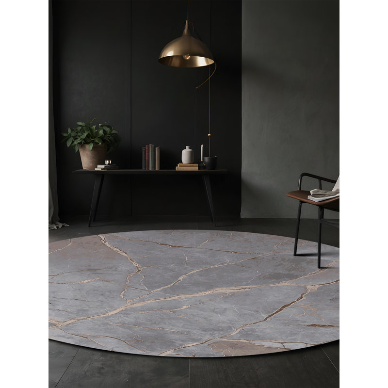 Tapis rose lavable à la machine, Rond 8 pi