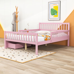 Wood 2 Drawers Slat Storage Bed