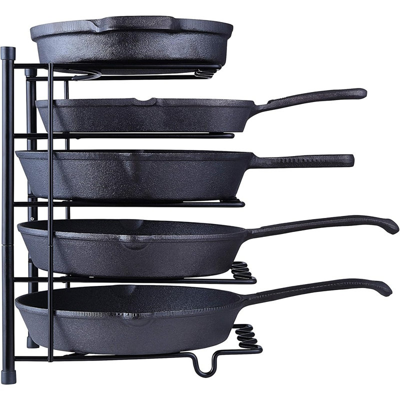 Support de rangement de cuisine robuste, comptoir et armoire pour casseroles, couvercles de casseroles et batterie de cuisine, noir
