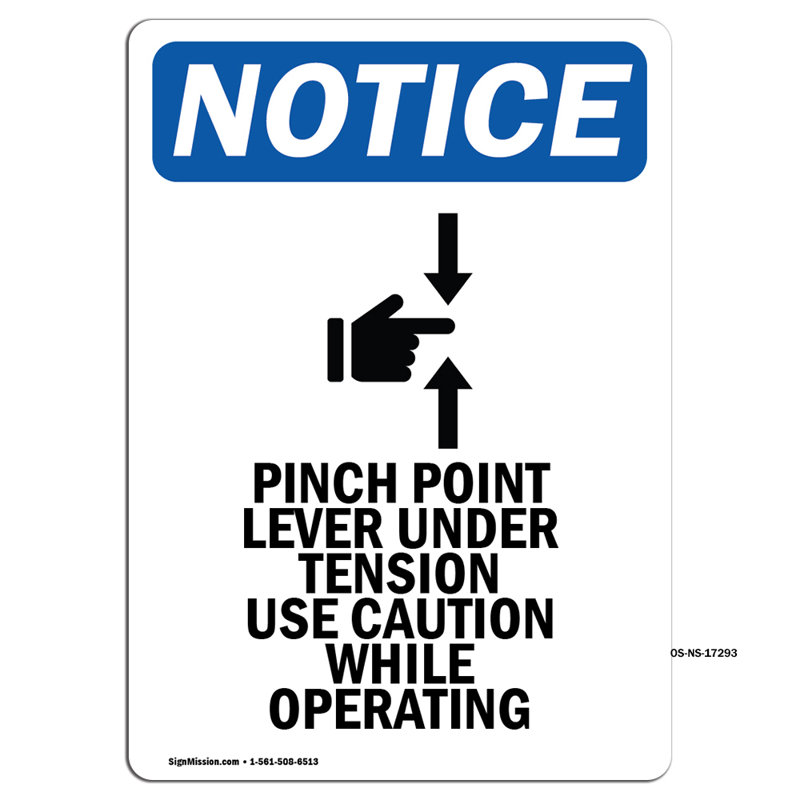 Enseigne de levier avec symbole Pinch Point