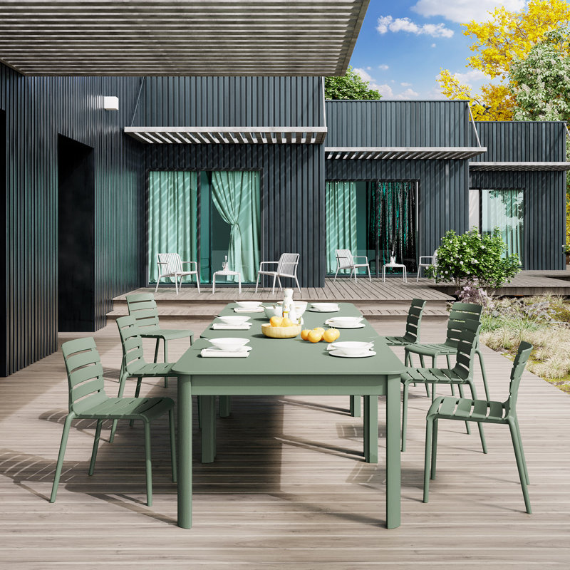 Outdoor Stacking Dining Side Chair, Aloe Green