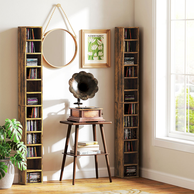 175 cm H Media Shelves, Rustic Brown