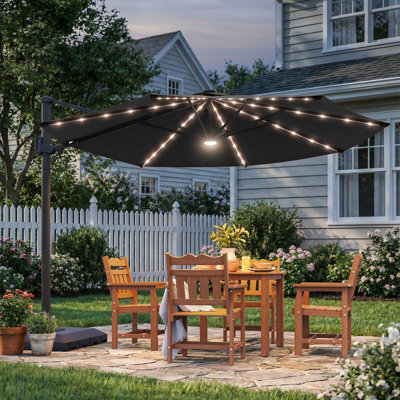 Parasol en porte-à-faux à DEL 11 pi - Confort extérieur amélioré avec rotation à 360 ° et angles réglables