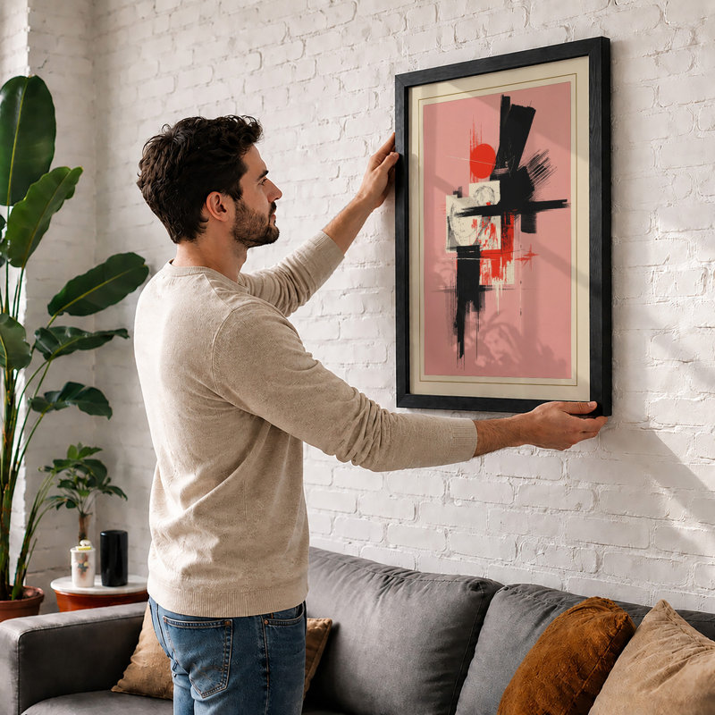 Geometric Abstraction Abstract - Framed Print, A2 - 59.4 x 42.0 cm, Oak