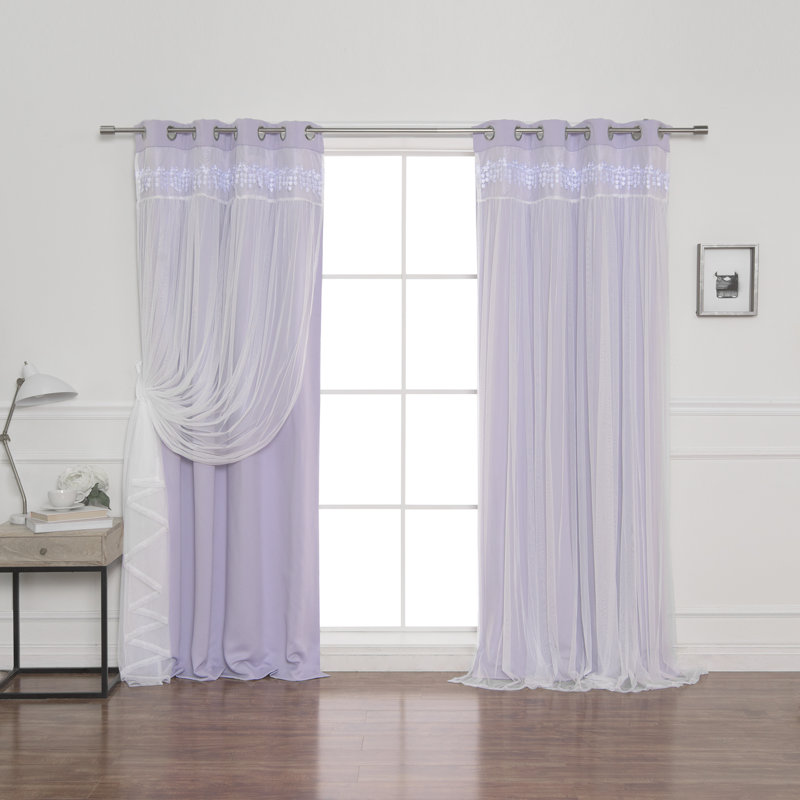 Loar Room Darkening Thermal Curtain Panels, Lilac, 52" W x 96" L