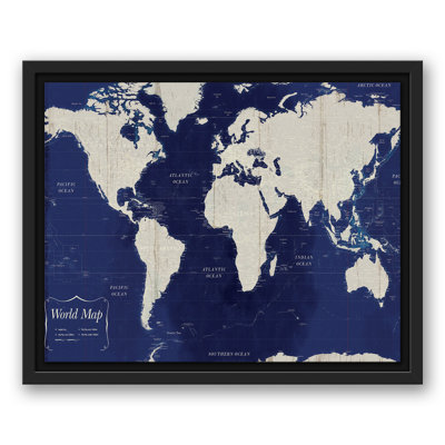 " Navy Blue World Map "
