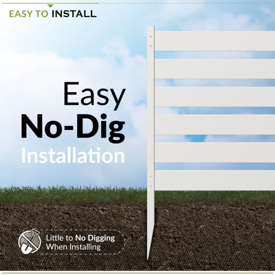 2.1ft H x 2ft W (3 Panels) No Dig Zippity Maui Fence Kit, Vinyl Fence Panel, Temporary Outdoor Border for Garden, Easy Install DIY Fence for Backyard, Patio, & Deck