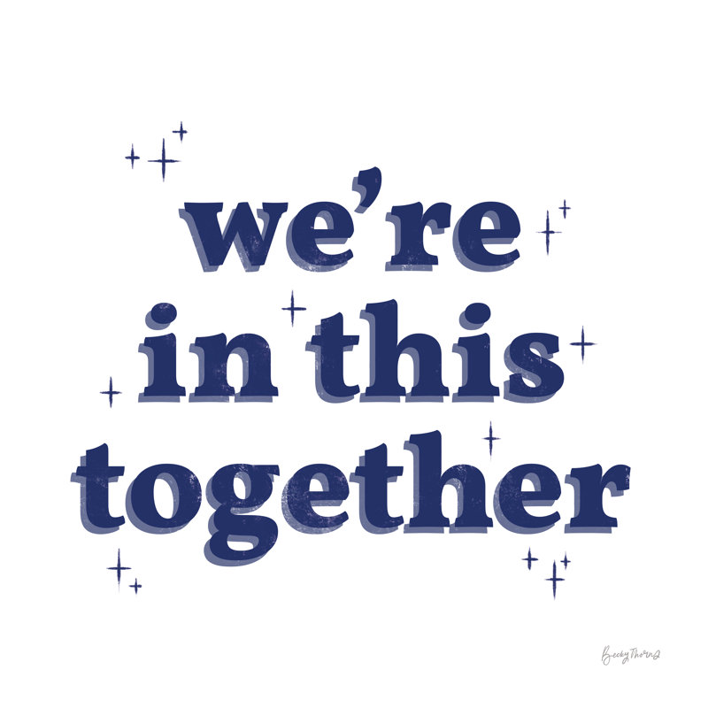 In This Together White Indigo by Becky Thorns - Wrapped Canvas Print, 30cm H x 30cm W