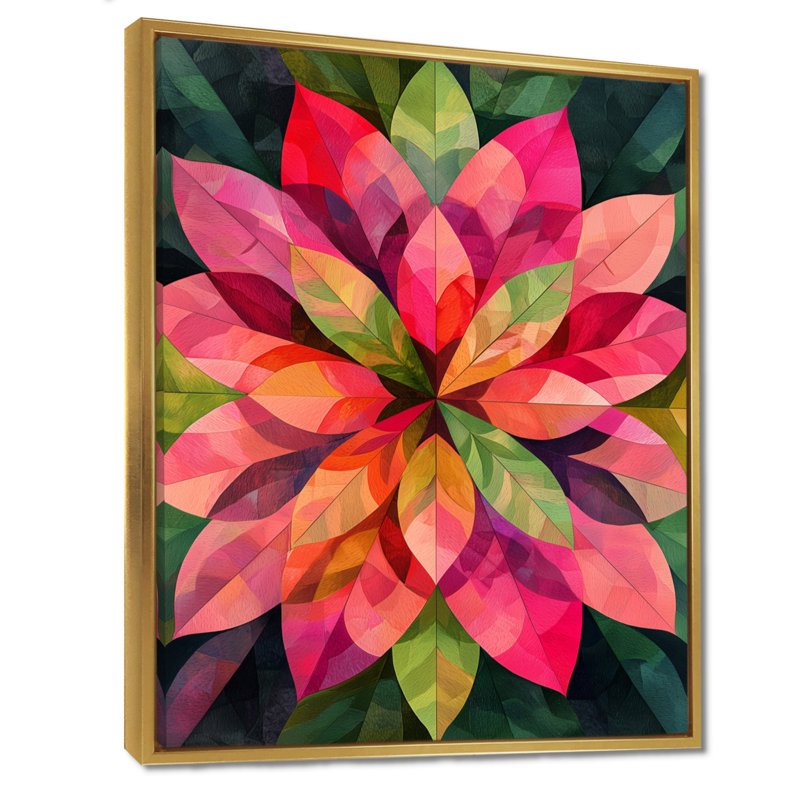 Kaléidoscope feuilles - feuilles, art mural, H 32 po x l 16 po, Impression encadrée sans passe-partout, Doré