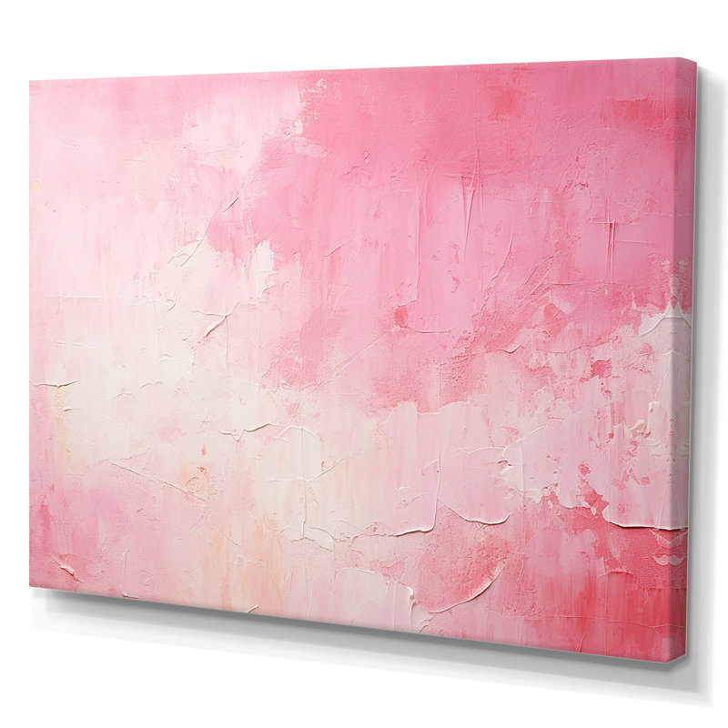 Or et rose, rivière abstraite minimale IV - Fuschia, art mural, H 34 po x l 44 po x P 1,5 po, Toile tendue