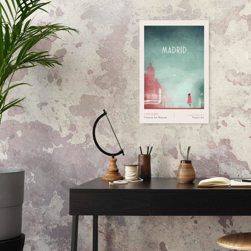 Madrid 1- Gran Via Minimalist Serene Tranquil Architecture City Wall Art Print 1 Piece Wrapped Canvas Wall Art