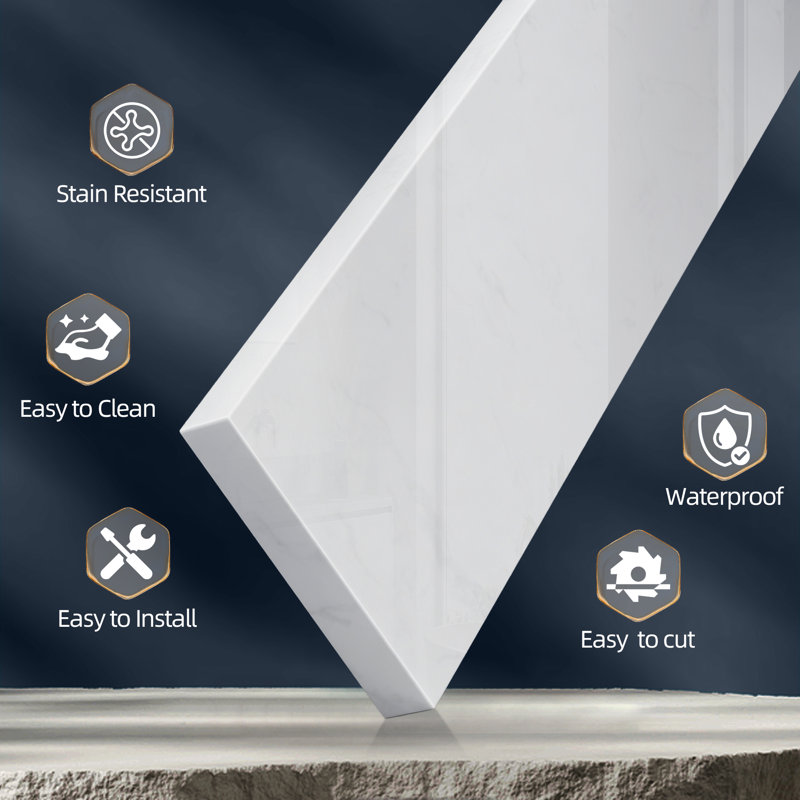 21 In. Engineered Stone Vanity Backsplash 4 In. Bathroom Vanity Back Splash In Carrara White