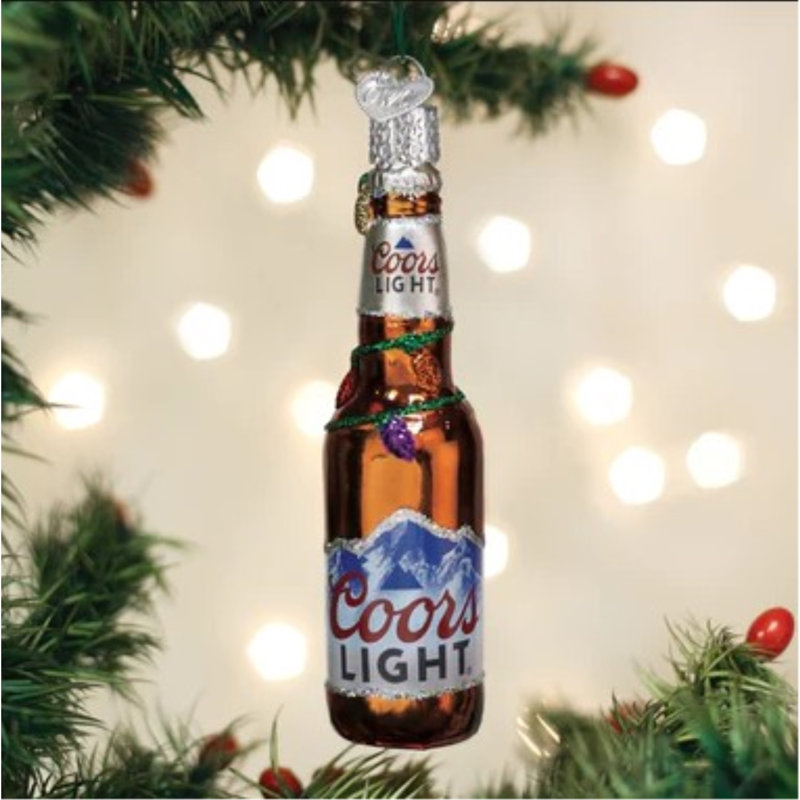 Old World Christmas Glass Blown Ornament for Christmas Tree, Holiday Coors Light Bottle