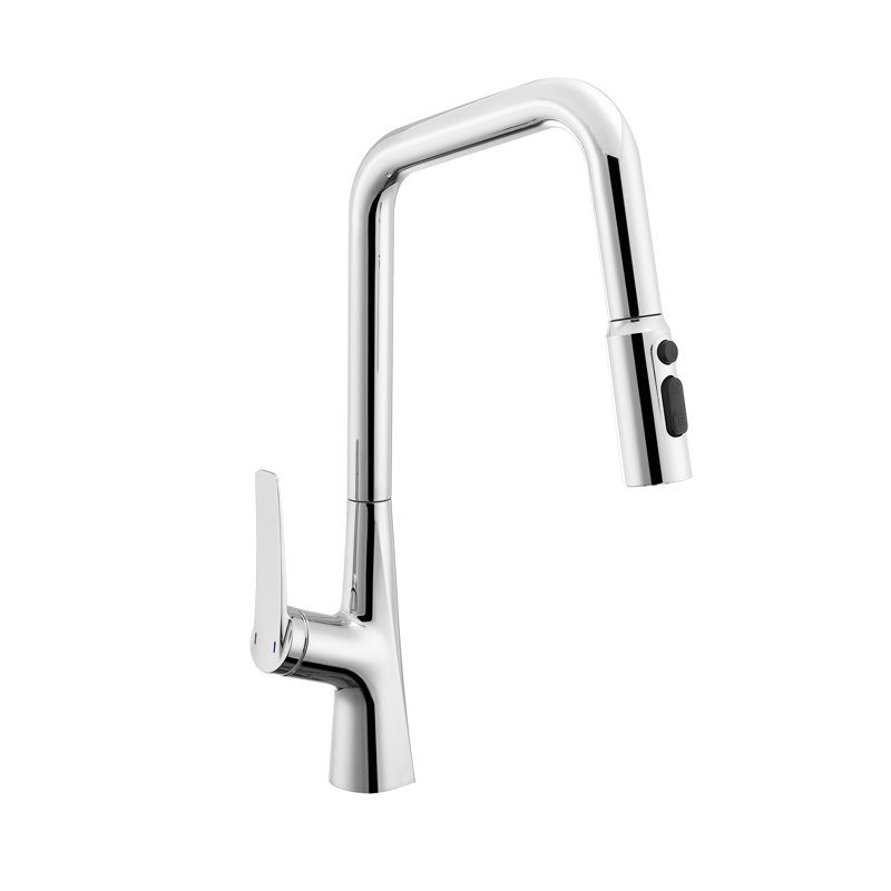 Topcraft Single-Hole Single-Handle Pull-Down Kitchen Faucet, Chrome