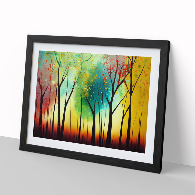 XH1022-8206X Spring Forest Splashed Vol.4 Abstract - Single Picture Frame Print, Black, 46cm H x 64cm W x 2cm D