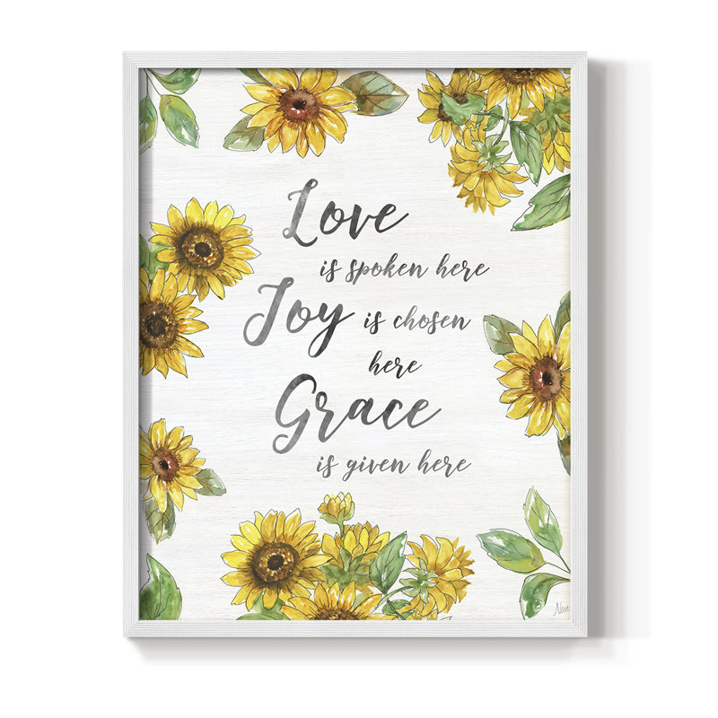 Grace Given Here Framed Print - Solid Wood, 15" H x 12" W, White