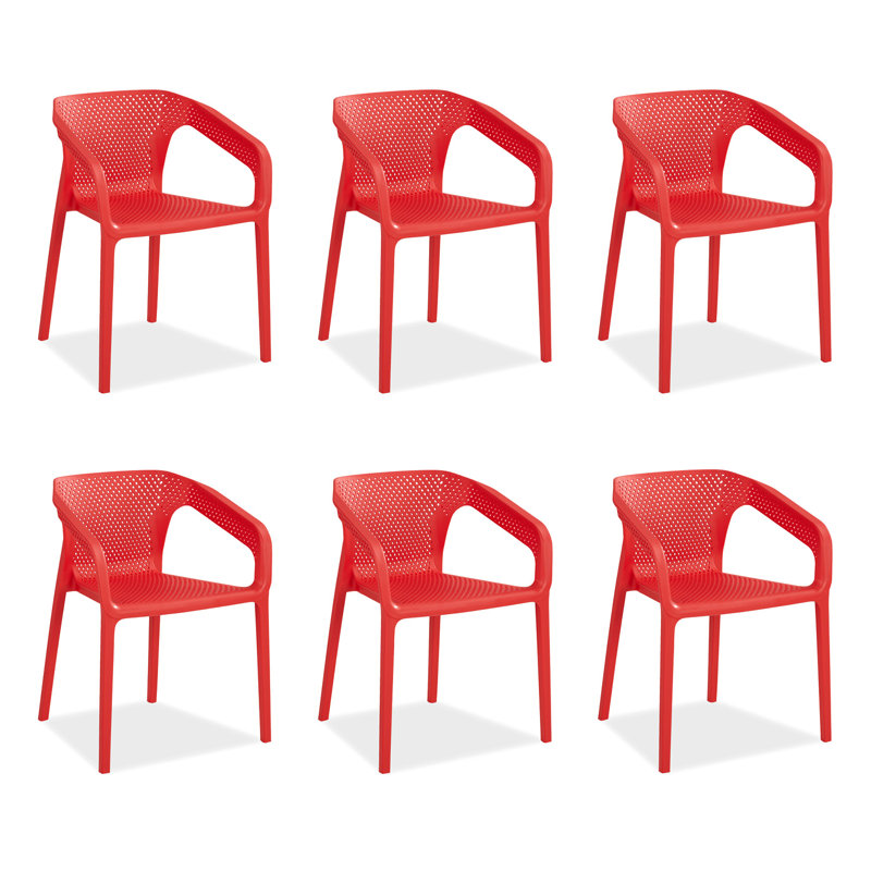 Waterville Stackable Outdoor Patio Dining Armchair, Red