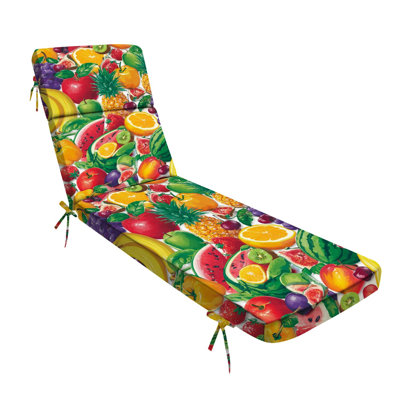  Outdoor Indoor 3'' Lounge Patio Cushion Seamless colorful cartoon fruits strawberry pear orange peach Water-Resistant Chaise Lounge Cushion for Chair Patio Furniture Seat Cushion