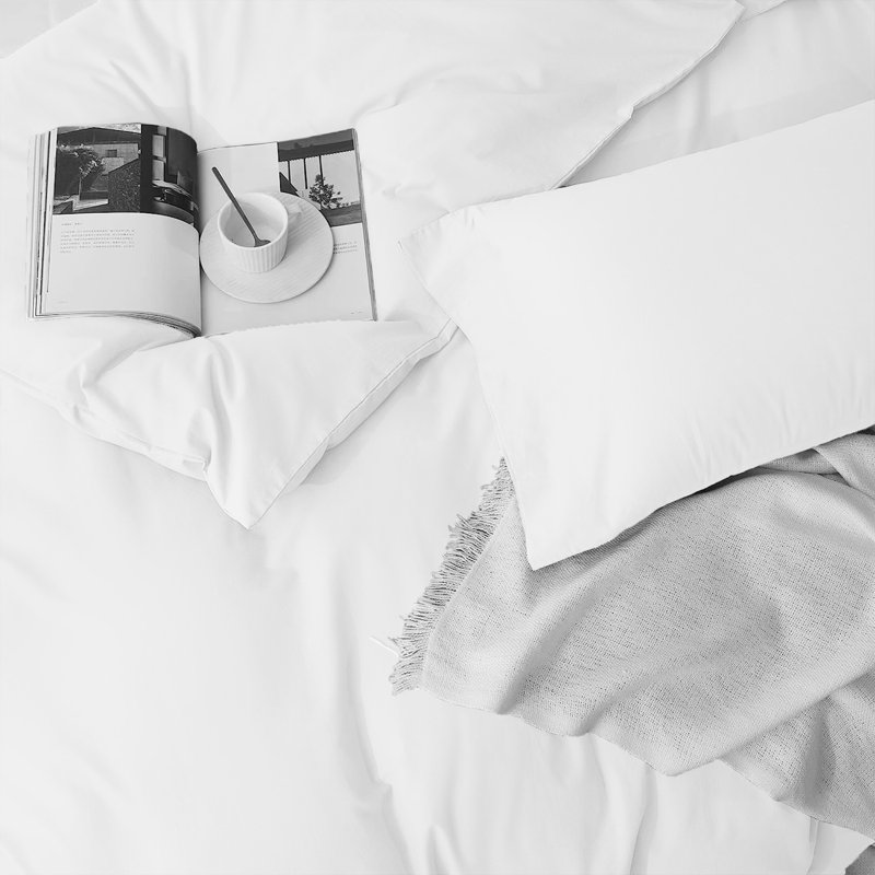  Ultra Soft Microfibre 200 TC Reversible Duvet Cover Set with Pillow Cases, White, Queen Duvet Cover + 2 Standard Shams