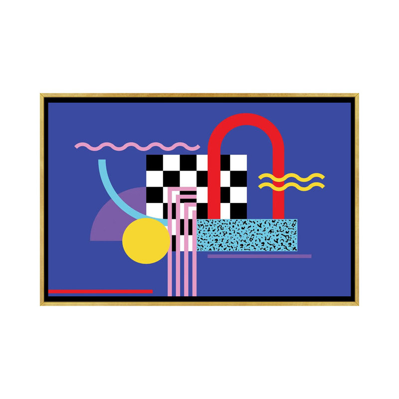 Motif de Memphis 109 - années 80/90 rétro - reproduction d'art mural - toile encadrée, H 18 po x l 26 po, Doré