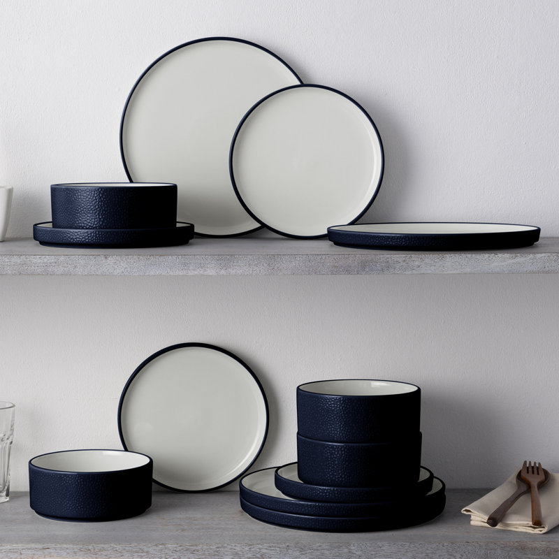Service de table 12 pièces, service pour 4 Noritake Colortex Stone, Marine