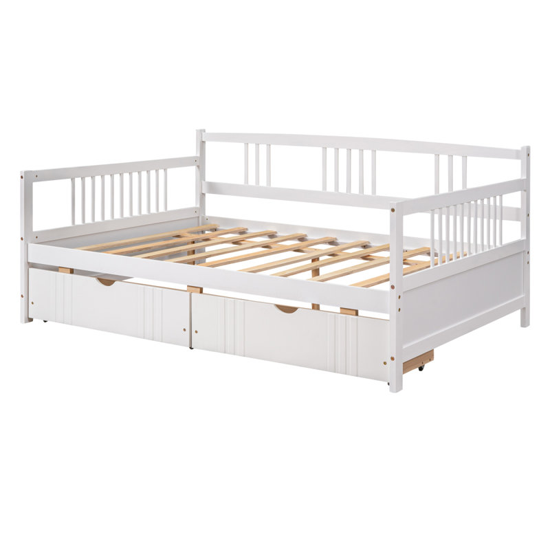 Lit de jour double en bois avec deux tiroirs, blanc (ancien SKU: LP000058AAK), Blanc