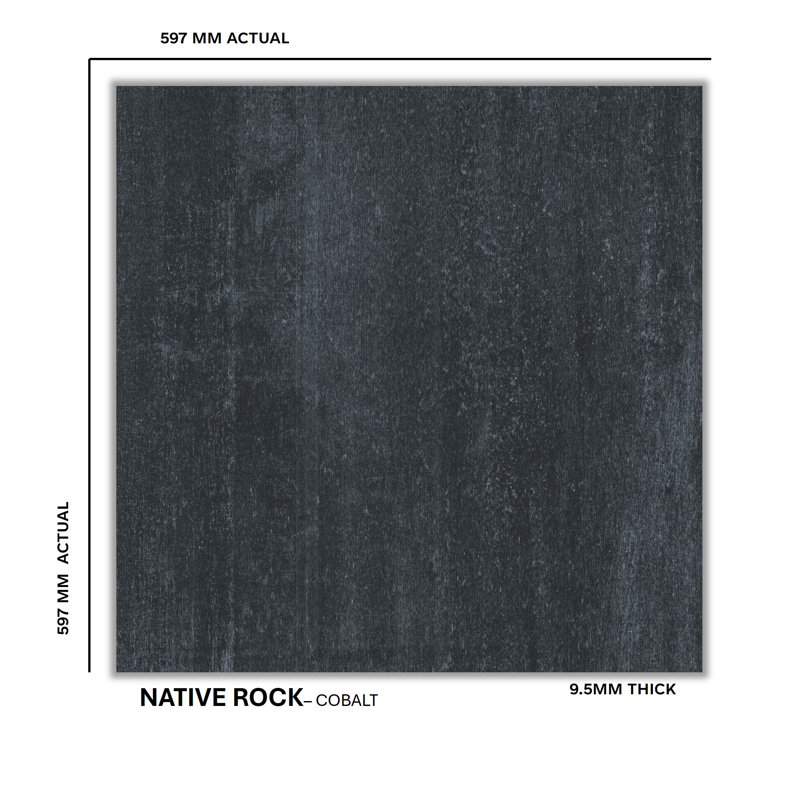 Native Rock 24" X 24" Porcelain Metal Look Tile, Cobalt