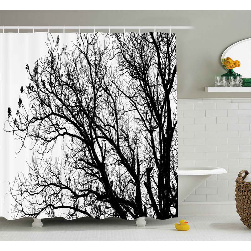 Borden Autumn Fall Tree Branch Single Shower Curtain, 75" H x 69" W