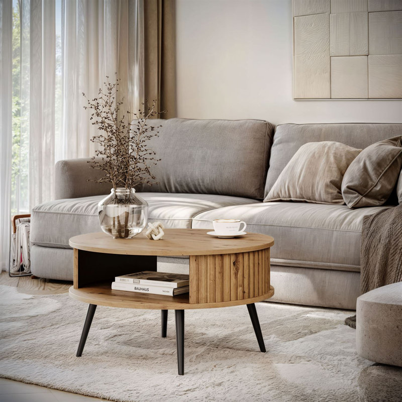 Four Leg Coffee Table with Storage, Artisan Oak