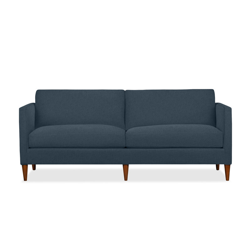Clifford 87" Upholstered Custom Sofa, Zuma Navy Textured Linen