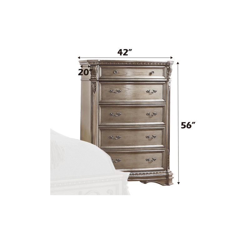 Commode 5 tiroirs Midville, Champagne antique