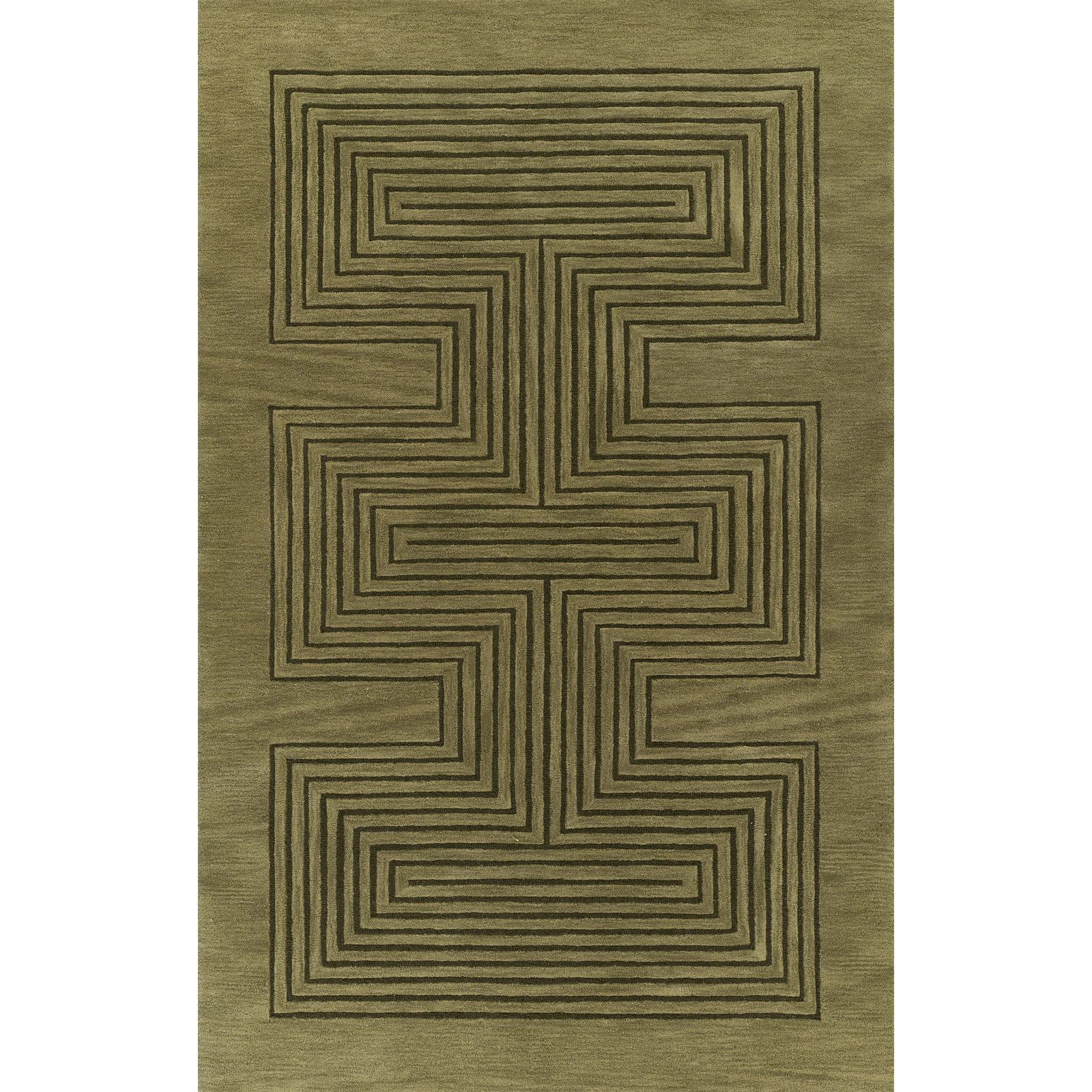 Orlie Copper Hand-Tufted Geometric Wool Rug, Rectangle 3'6" x 5'6", Green