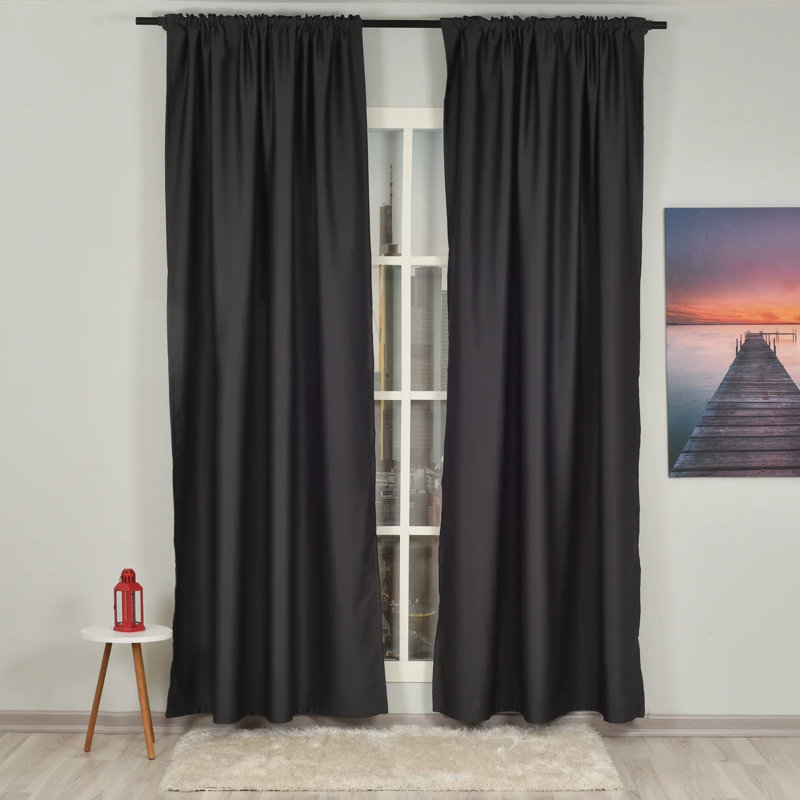 Panneaux de rideaux obscurcissants en satin de couleur unie, L 52 po x L 108 po, Anthracite
